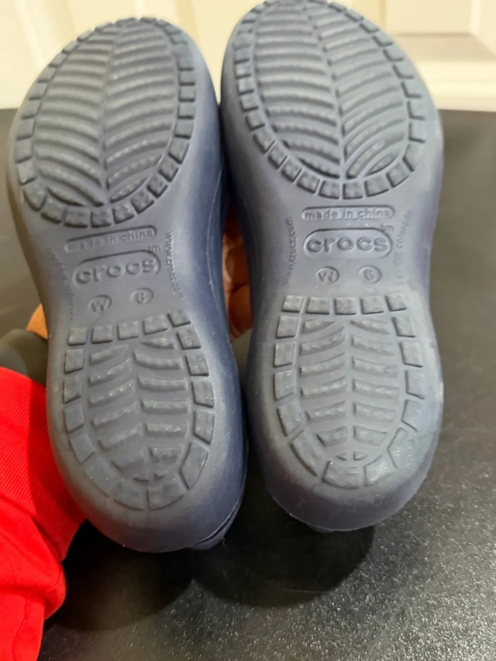 CROCS blue Slip-On Rubber Flats size 6